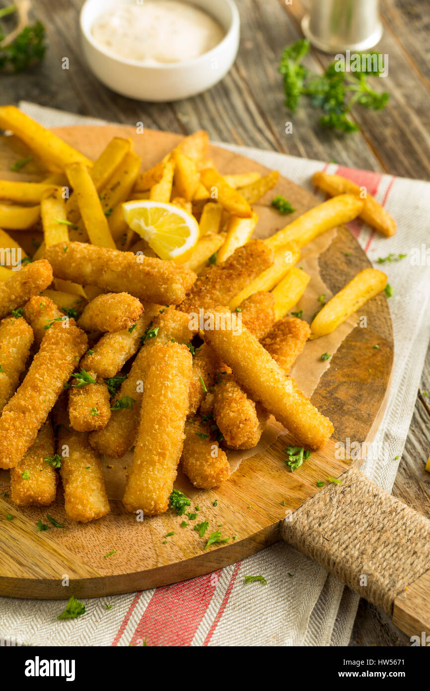 Deep Fried Fish Sticks with French Fries Ready to Eat Stock Photo Alamy