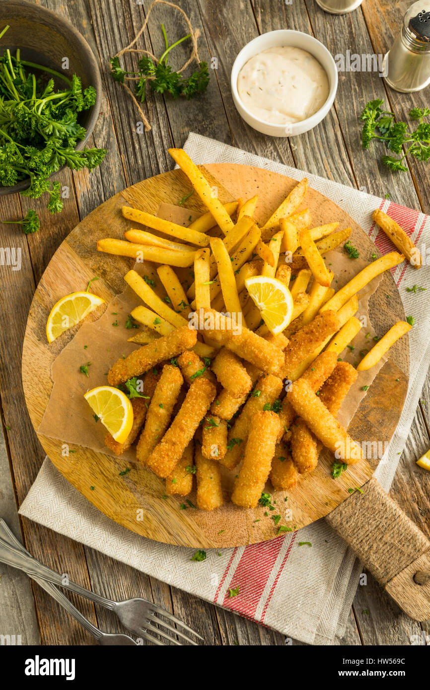 Deep Fried Fish Sticks with French Fries Ready to Eat Stock Photo Alamy