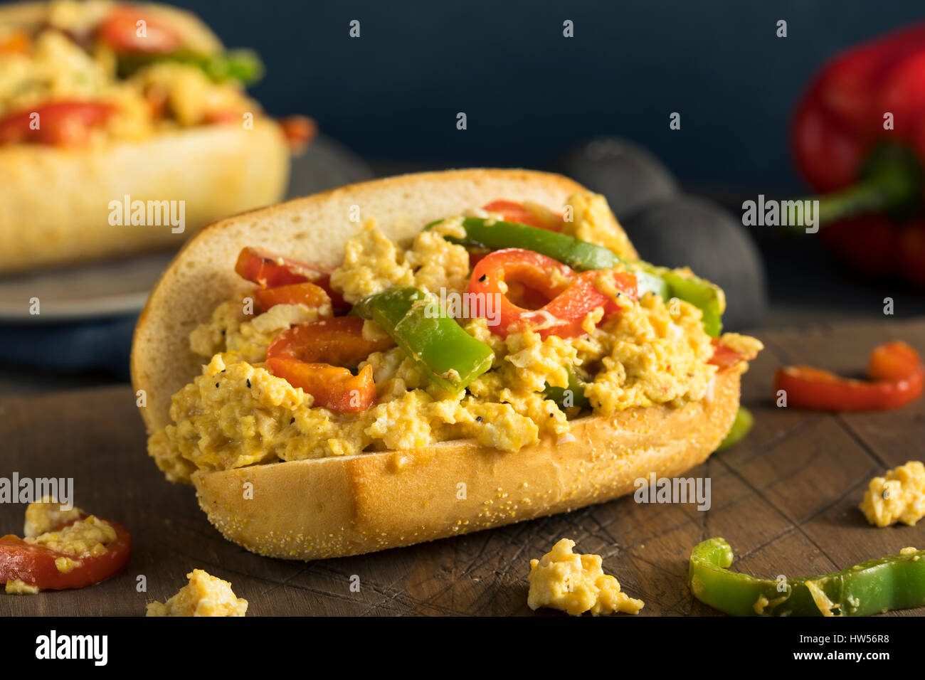 Homemade Pepper and Egg Sandwich on a Roll for Lent Stock Photo Alamy