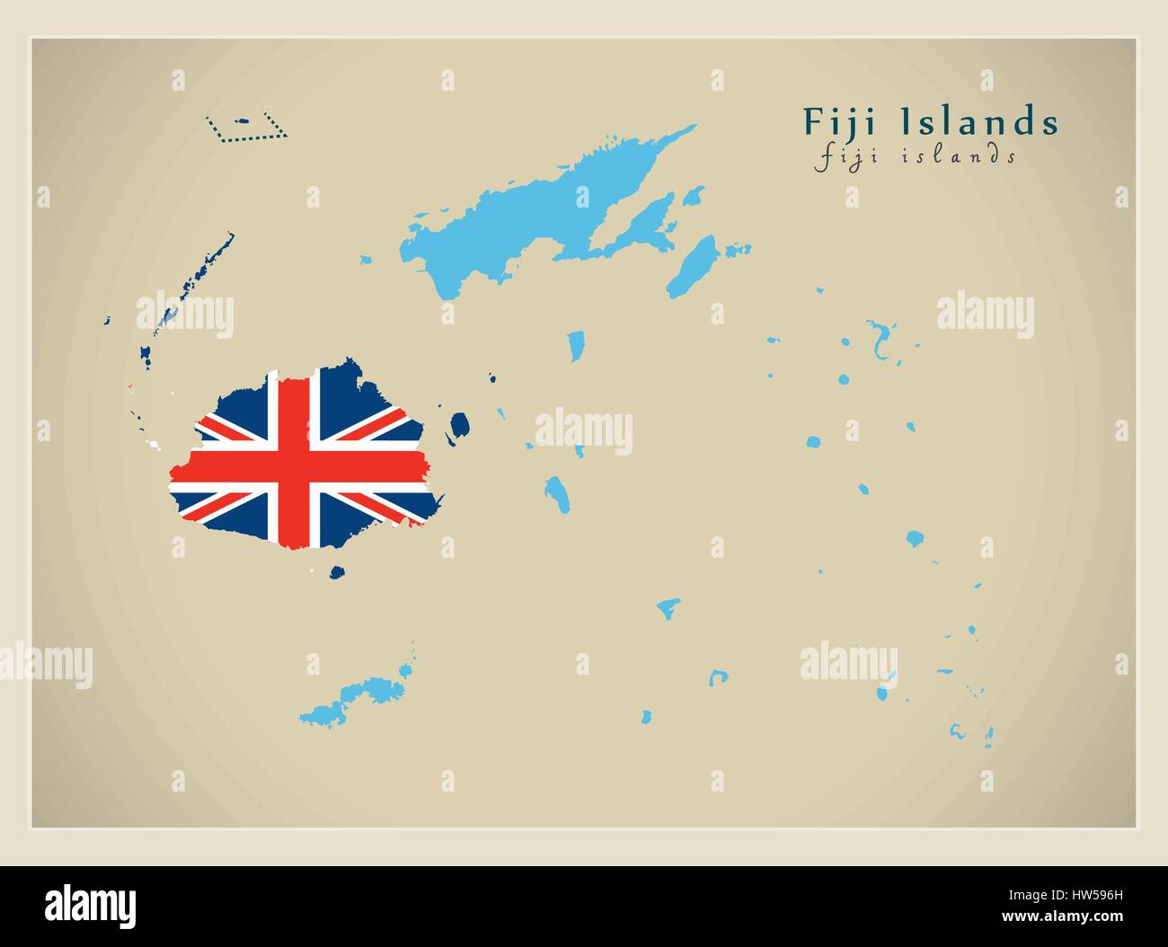 Modern Map - Fiji Islands flag colored FJ Stock Vector