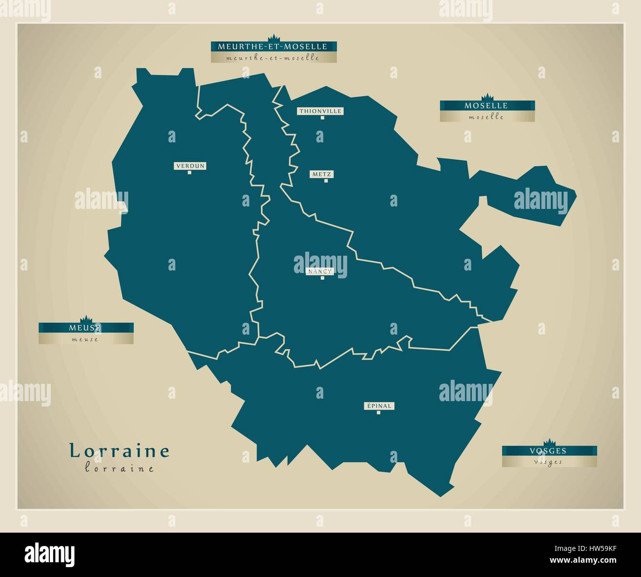 Modern Map Lorraine FR Stock Vector Image & Art Alamy