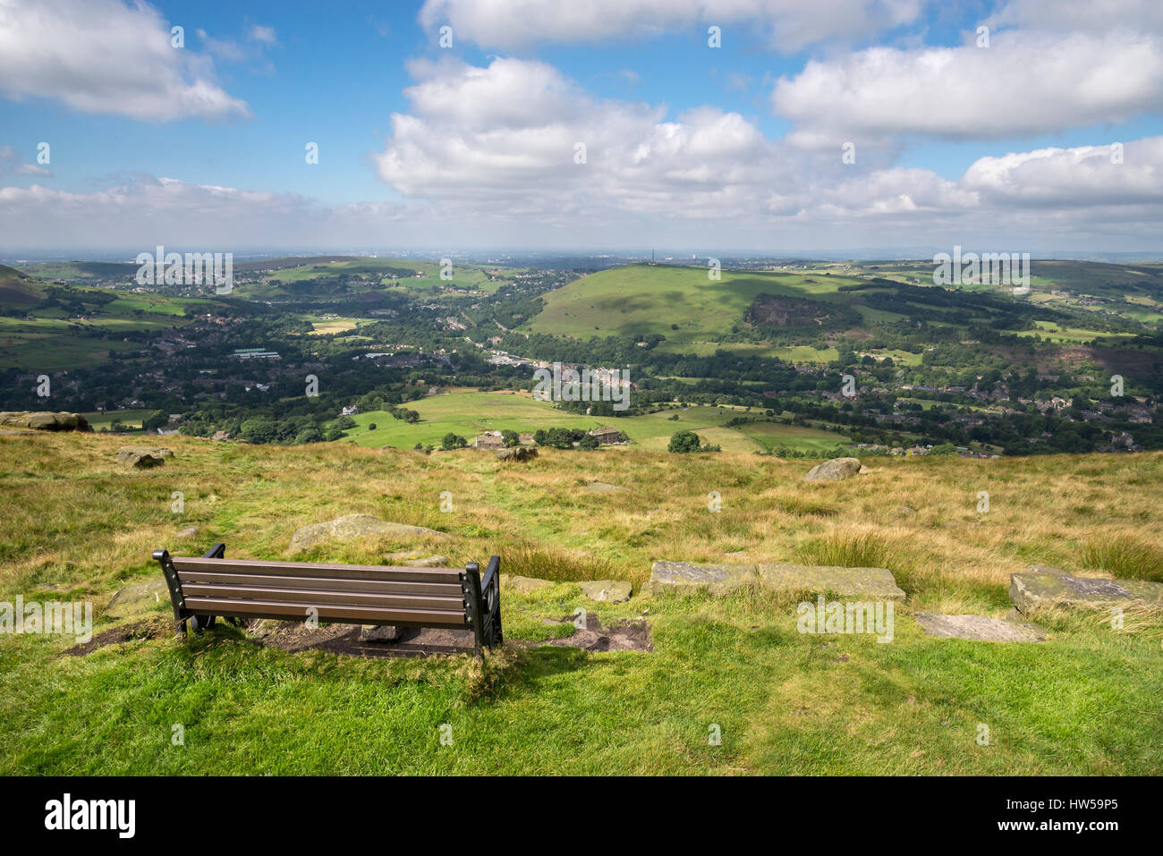Bench at Pots and Pans above Uppermill, Saddleworth, Greater Manchester