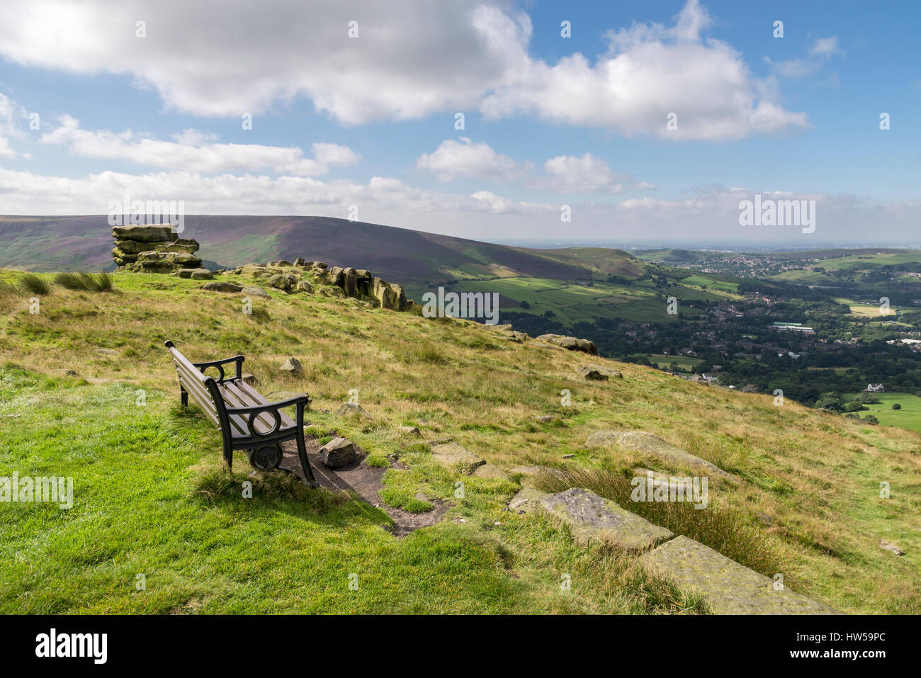 Bench at Pots and Pans above Uppermill, Saddleworth, Greater Manchester