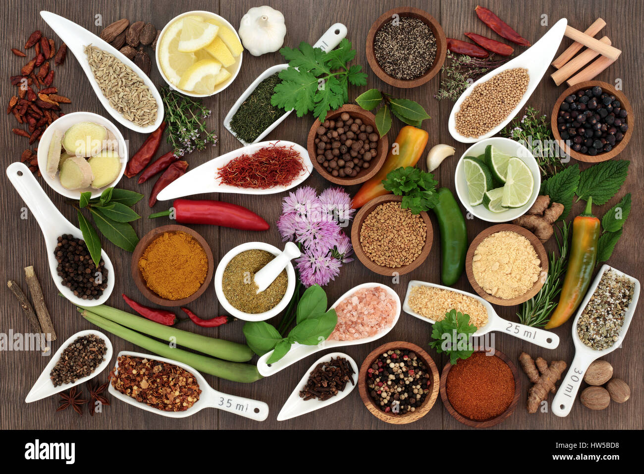 Large culinary spice and herb selection high in antioxidants and