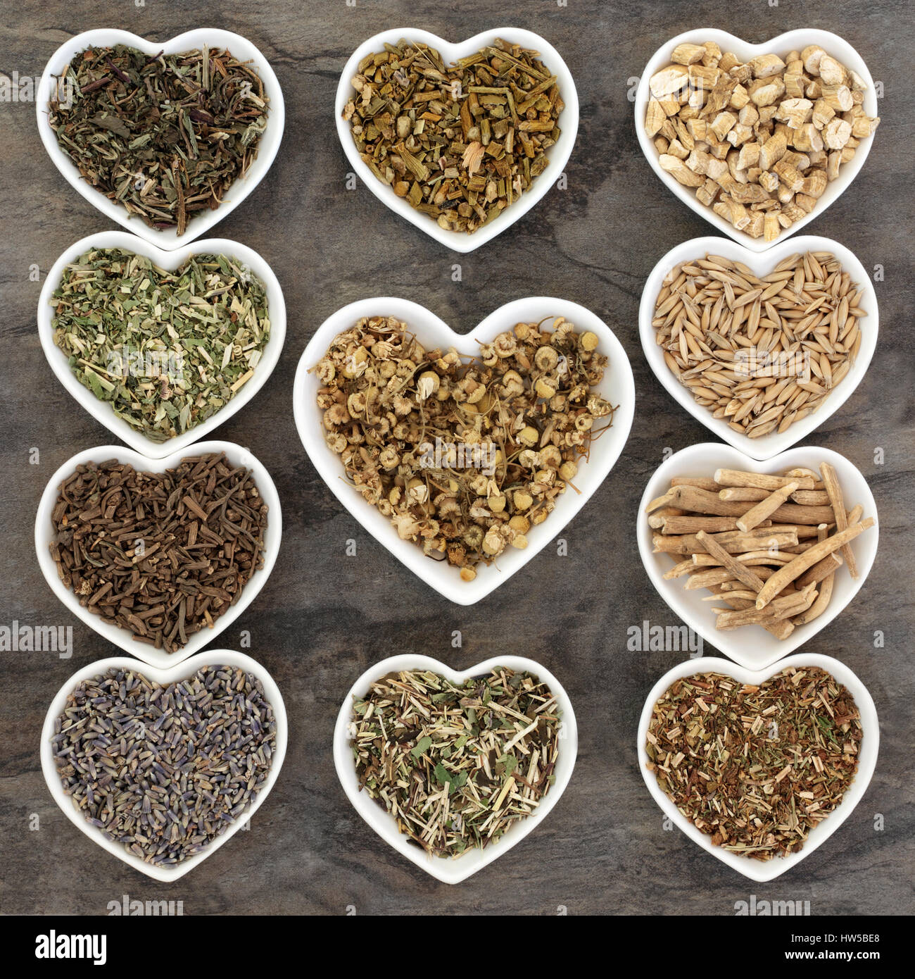 Herb selection used in herbal medicine for anxiety and sleeping