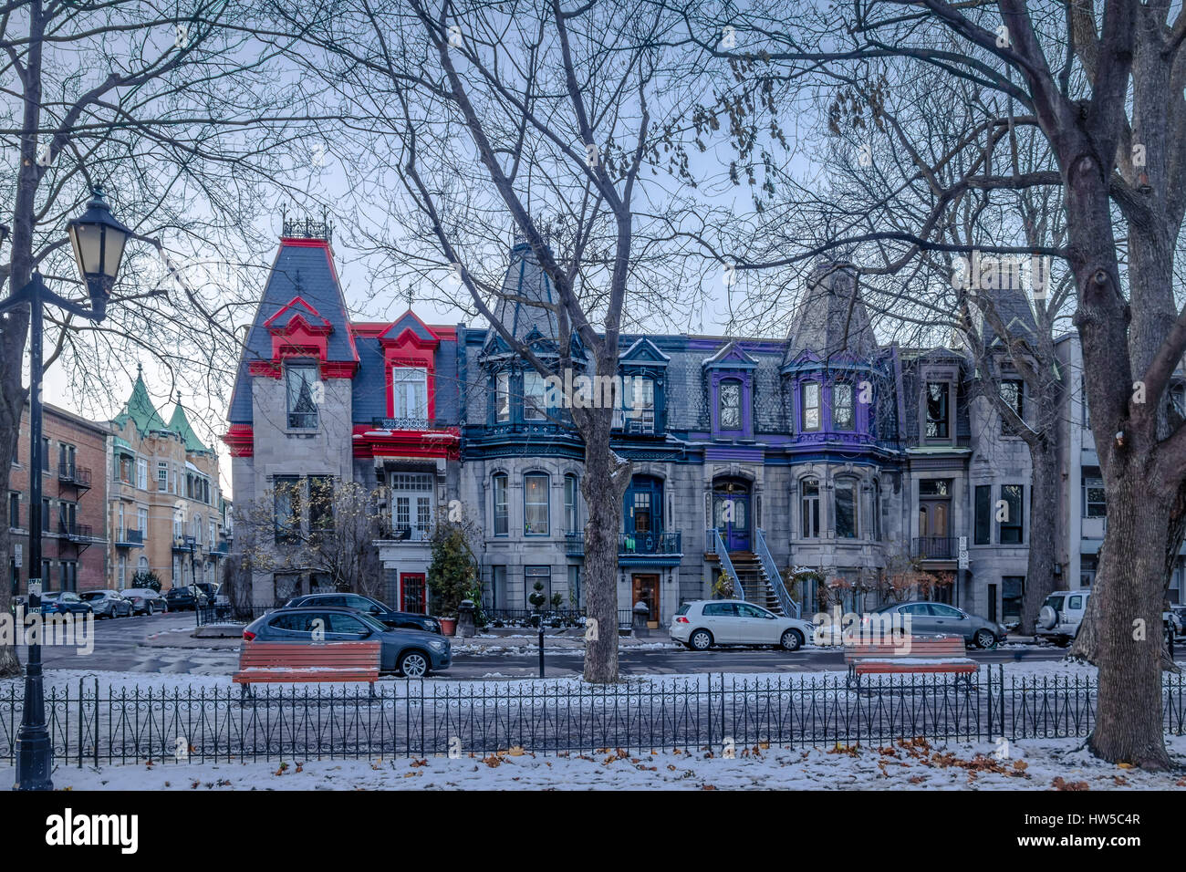 Colorful Victorian Houses in Square Saint Louis Montreal, Quebec