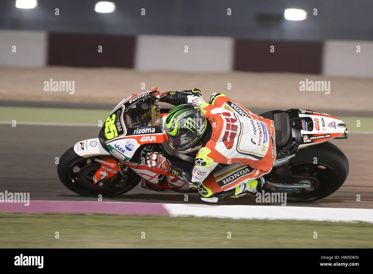 12th March 2017, Losail Circuit.  Qatar Cal Crutchlow who rides for LCR Honda during the final day of the Qatar MotoGP winter test at Losail Internati Stock Photo