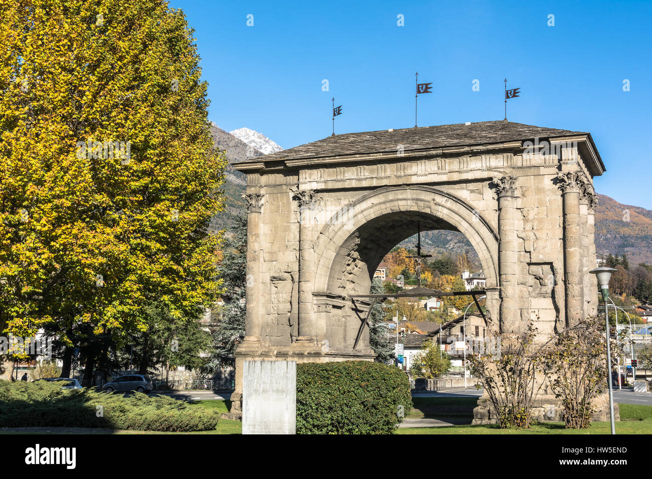 Arch of Augustus in Aosta, Italy Stock Photo