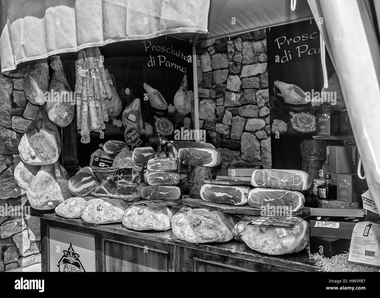 France, Paris, near the Louvre. Fair of food products of Italian