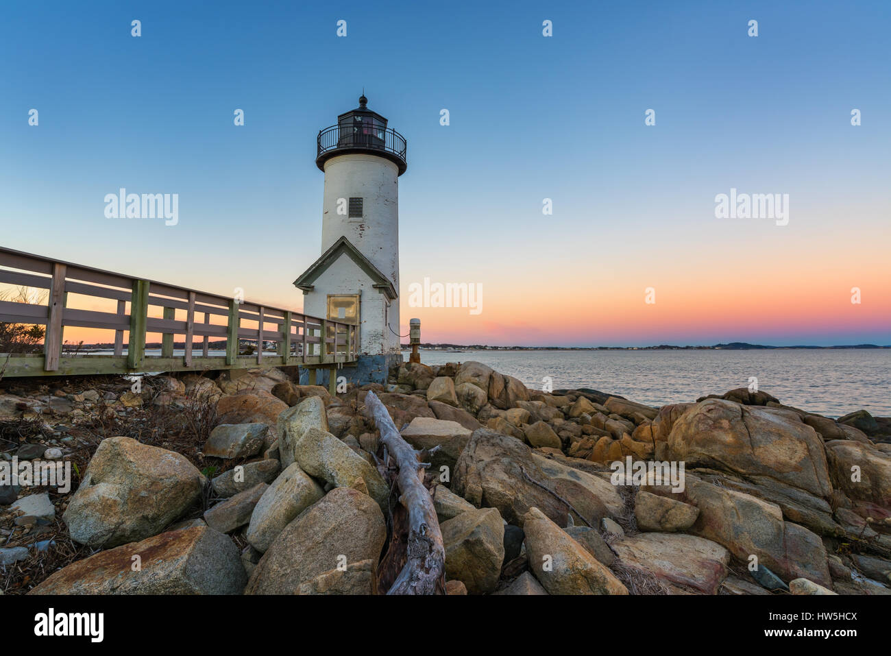 Annisquam lighthouse at sunrise Stock Photo