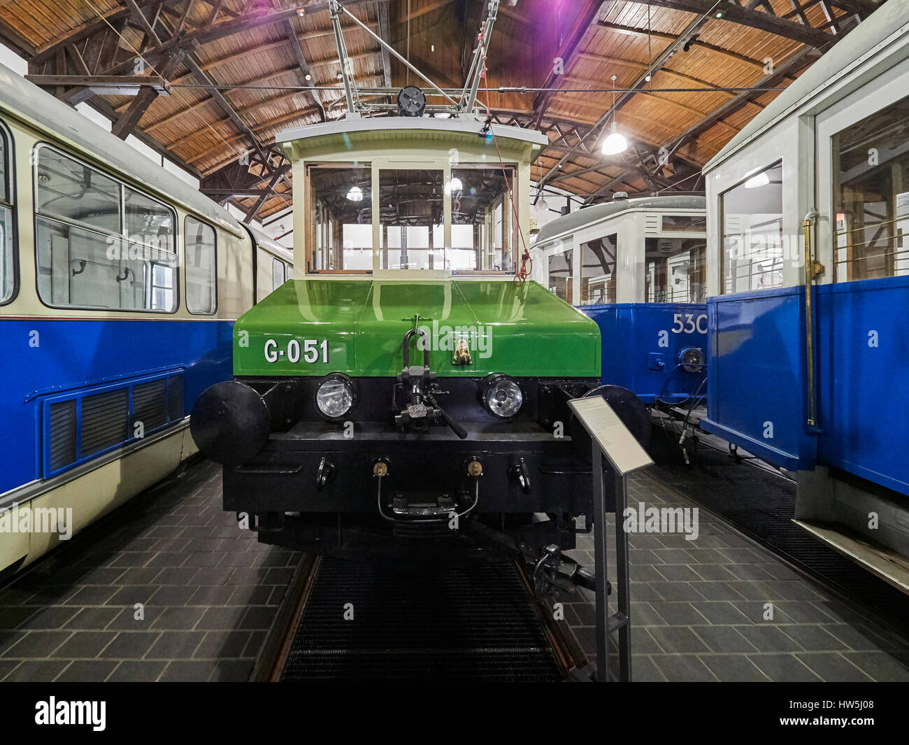 Krakow Museum of Municipal engineering inside the tram shed Poland Stock Photo