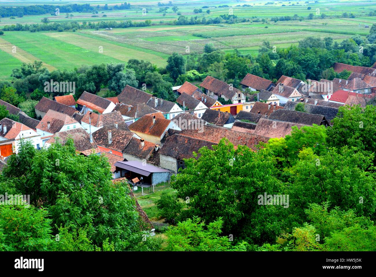 Aerial view. Ungra is a commune in Braşov County, Romania. In Ungra