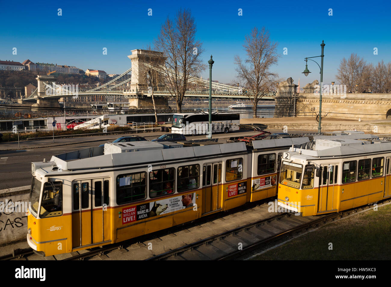 Tram Line Number 2 On The Danube And Chain Bridge Budapest Hungary tram-line-number-2-on-the-danube-and-chain-bridge-budapest-hungary