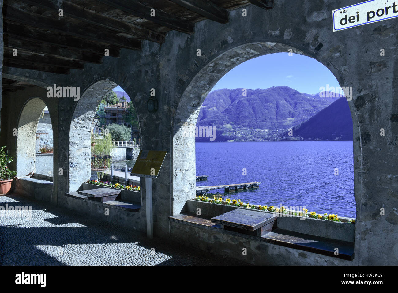 Medieval como cathedral on lake como hires stock photography and