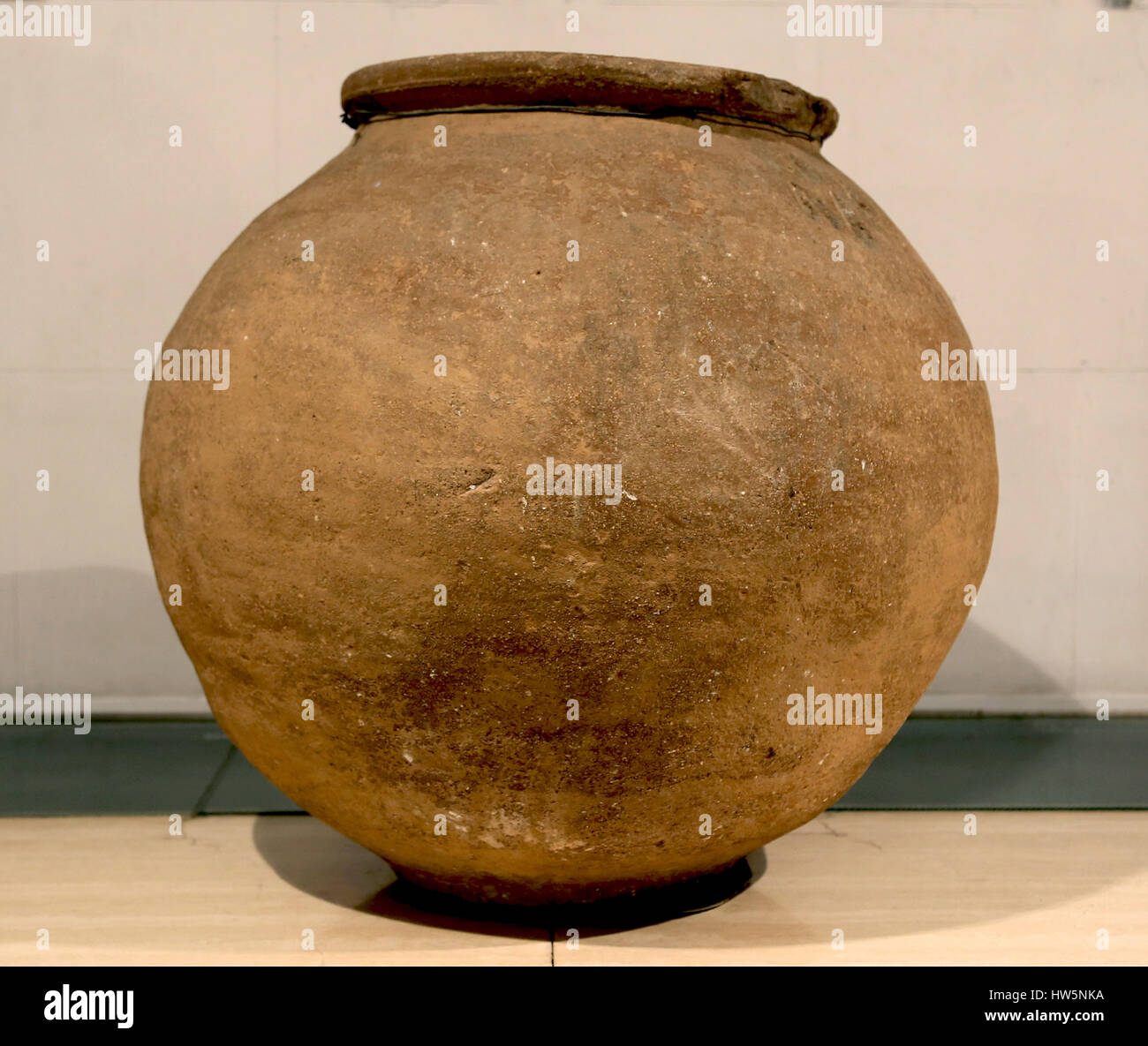 Clay spherical vessel. 1st-2nd Century AD. Badalona. Food storage container. Archaeological Museum. Barcelona. Spain. Stock Photo