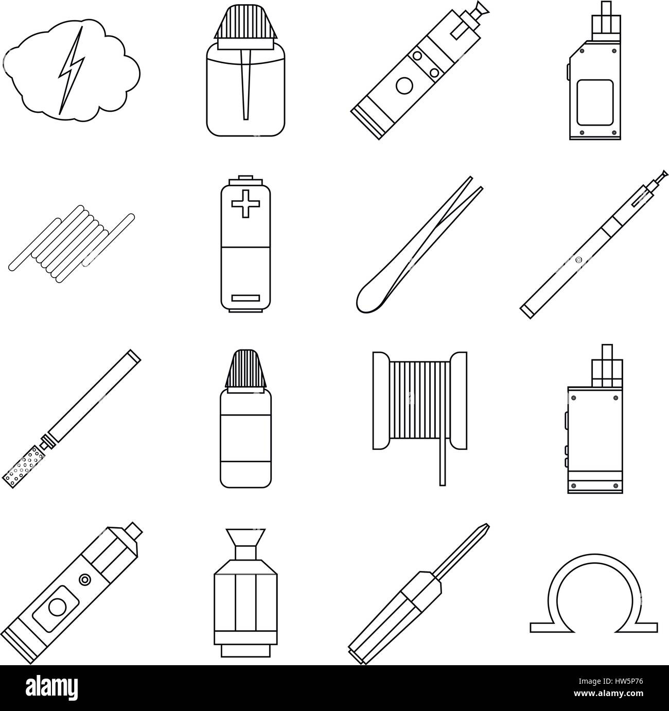 E-cigarettes tools icons set, outline style Stock Vector Image & Art ...