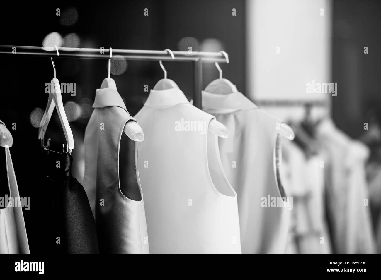 Fashionable clothes in a boutique store in London. Stock Photo