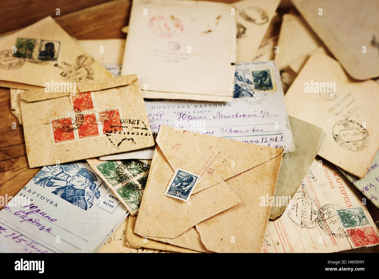 Archival letters in times of Two World War Stock Photo