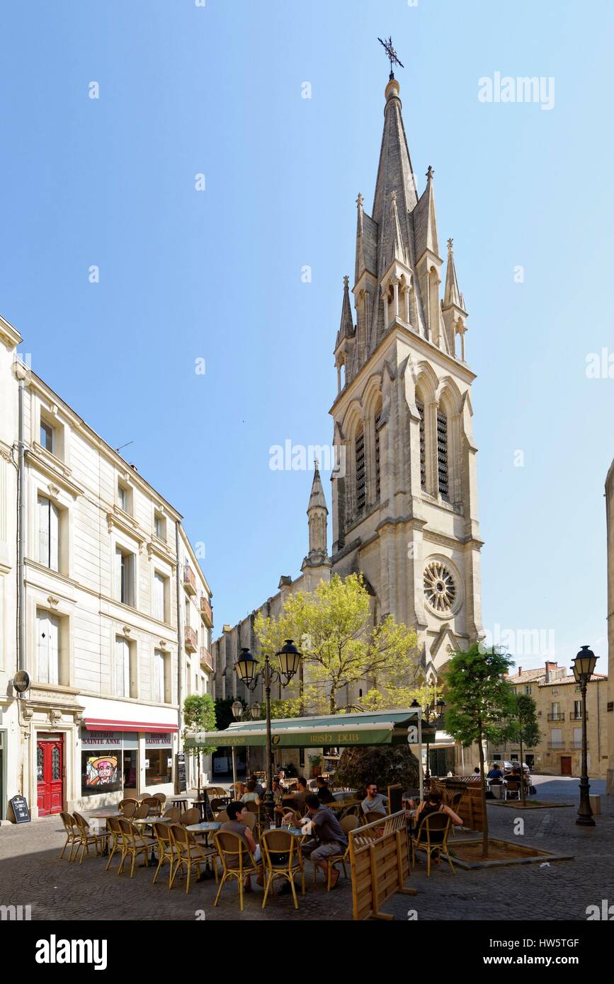 France, Herault, Montpellier, historical center, the Ecusson district, place  du Petit Scel, Sainte Anne Church Stock Photo - Alamy