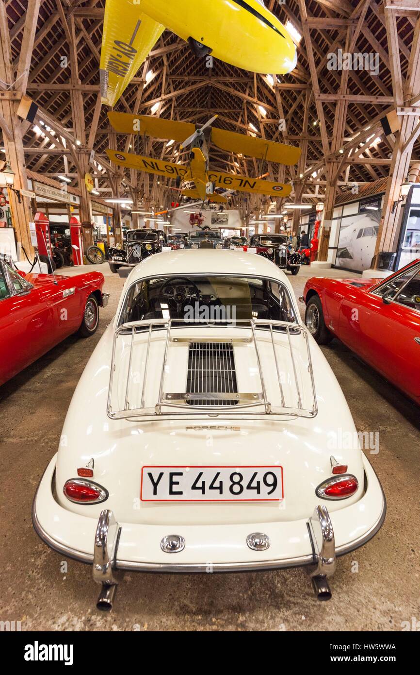 Denmark, Funen, Egeskov, exhibit of classic cars and aircraft, 1960s Porsche 356 car Stock Photo