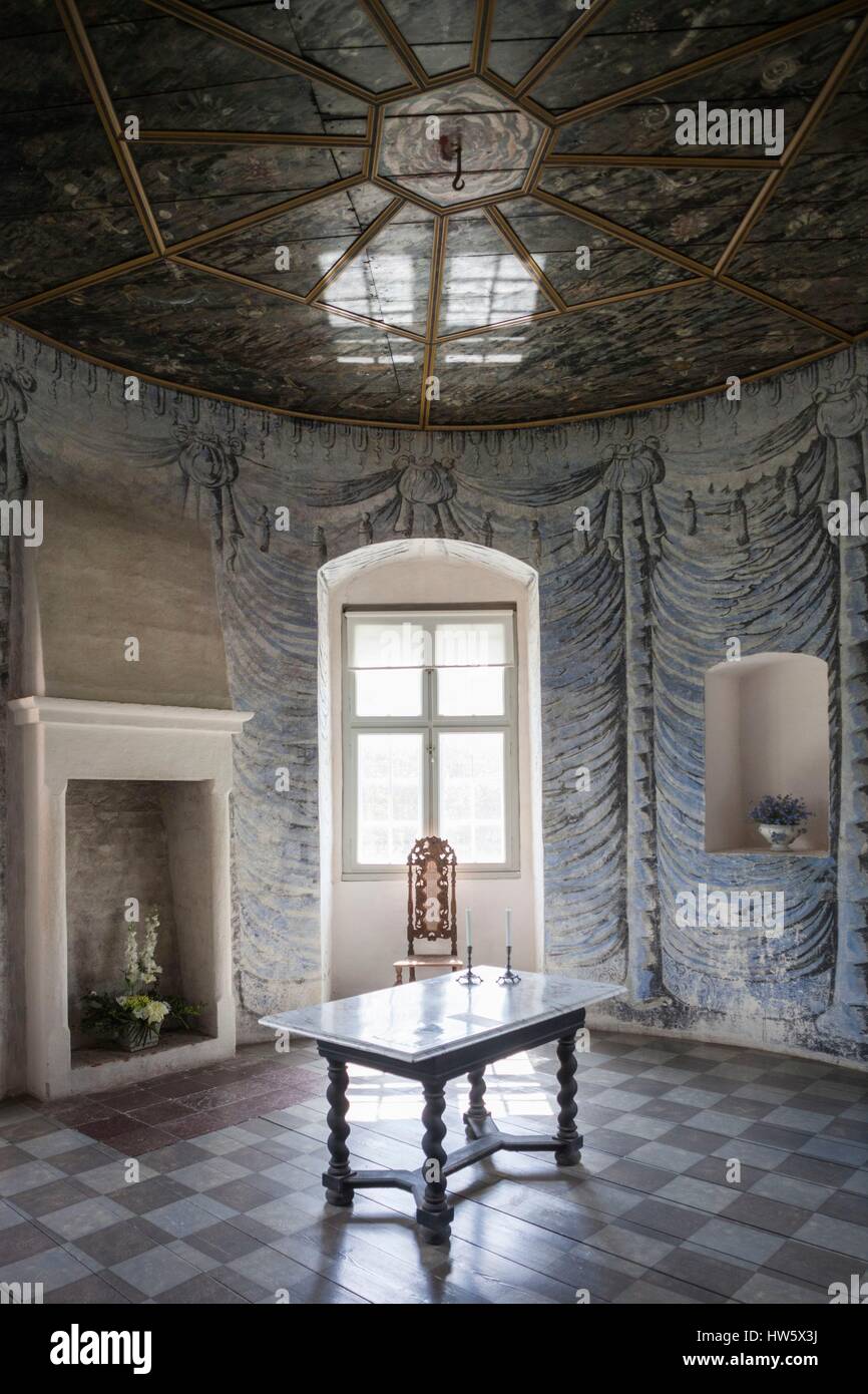 Denmark, Jutland, Auning, Gammel Estrup manor house, room interior