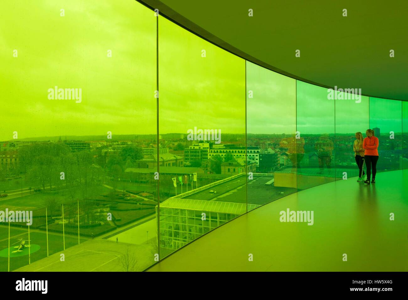 Denmark, Jutland, Aarhus, ARoS Aarhus Kunstmuseum, art museum, Your Rainbow Panorama, 360-degree rooftop walkway, interior Stock Photo