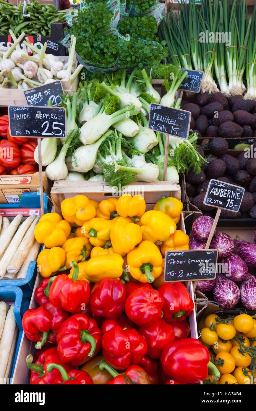Outdoor produce market copenhagen denmark business hires stock