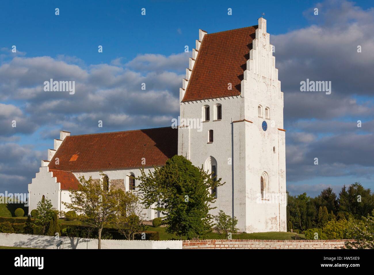 Denmark, Mon, Elmelunde, Elmelunde Kirke Church, 11th century, exterior Stock Photo