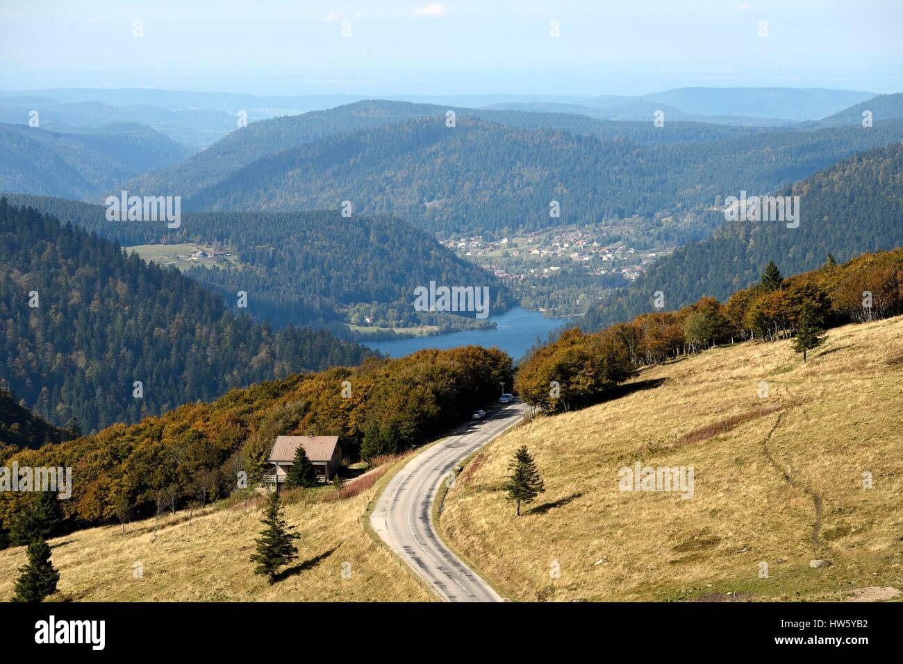 France, Vosges, Hautes Vosges, from Hohneck, Route des Cretes, Longemer Lake, Vallee des Lacs France, Vosges, Hautes Vosges, from Hohneck, Route des Cretes, Longemer Lake, Vallee des Lacs