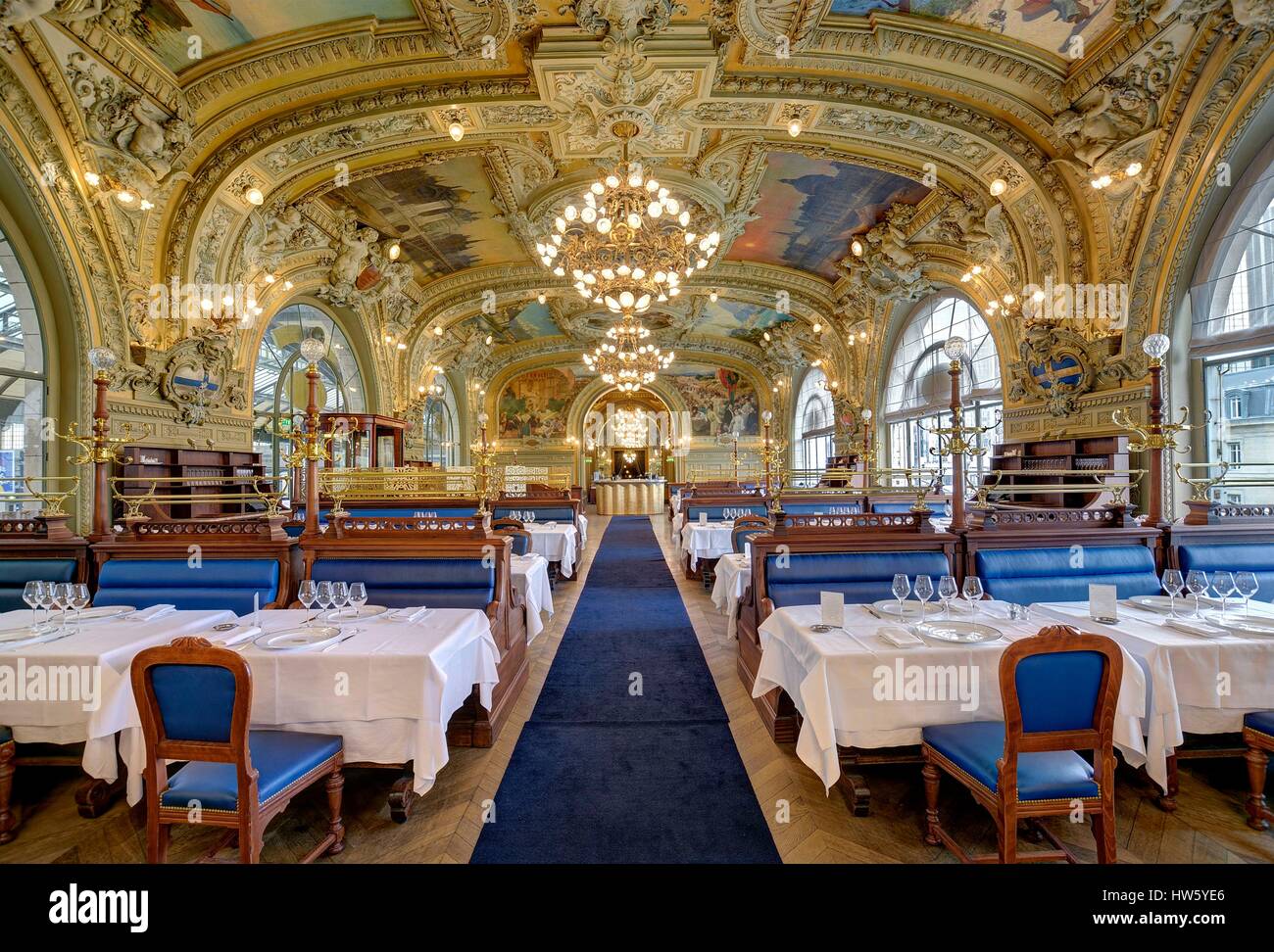France, Paris, Gare de Lyon, Le Train Bleu Restaurant, Stock Photo