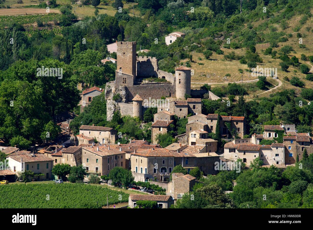 France, Herault, Saint Jean de Bueges village and castle Stock Photo - Alamy