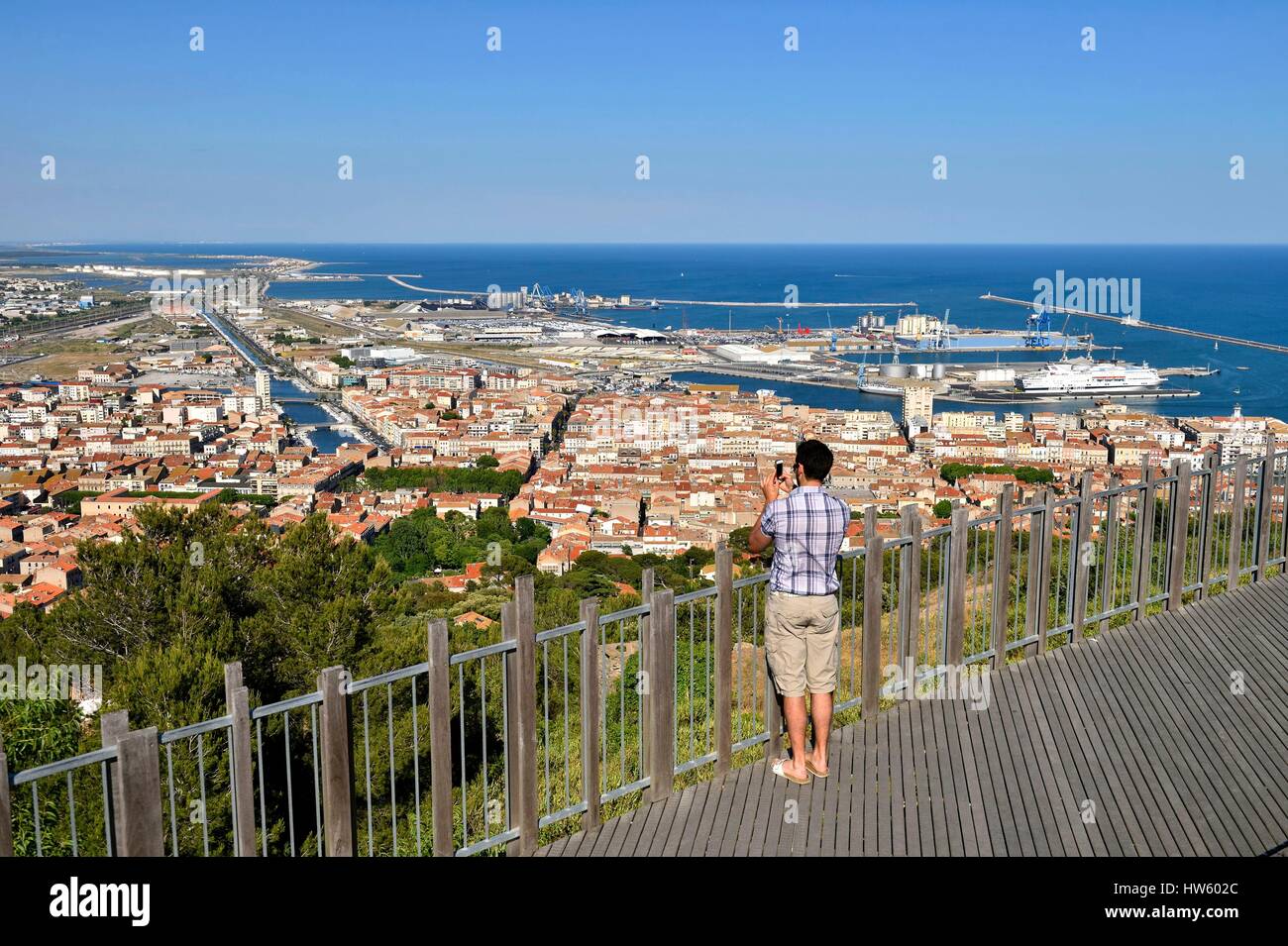 France, Herault, Sete, panoramic view of Sete and its port facilities from  the Mont Saint Clair Stock Photo - Alamy