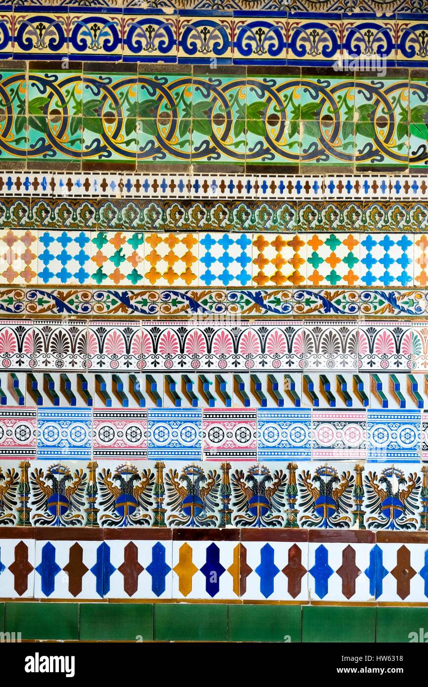 Spain, Andalusia, Seville, Isla de la Cartuja, tiles of the monastery of La Cartuja Stock Photo