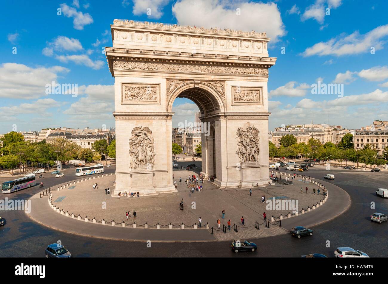 France, Paris, The Arc de Triomphe located Place Charles de Gaulle, formerly the Place de l