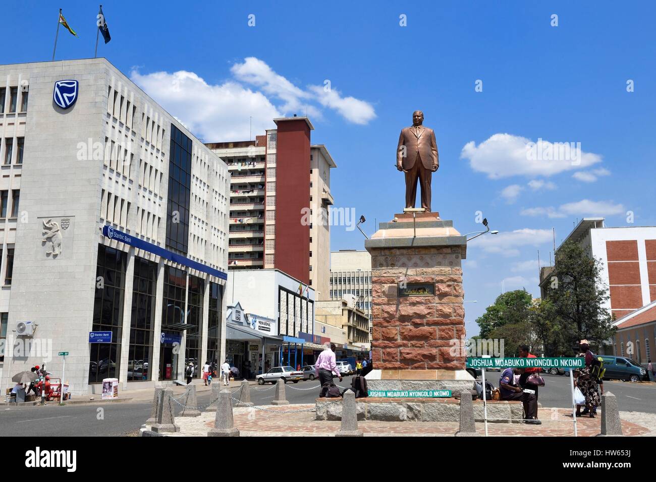 Zimbabwe, Bulawayo, statue of independence leader Joshua Nkomo on 8th Avenue in downtown Stock Photo