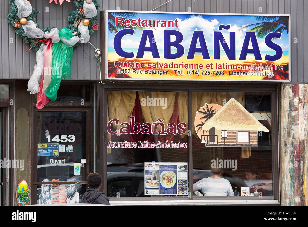 Canada, Quebec province, Montreal, ethnic Montreal, Villeray Saint Michel, restaurant Pupuseria Cabanas, Salvadoran and Latin American specialties Stock Photo