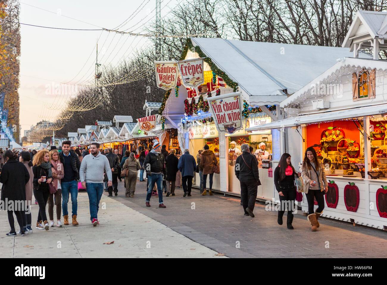 France, Paris, the ChampsElysées Christmas market Stock Photo Alamy