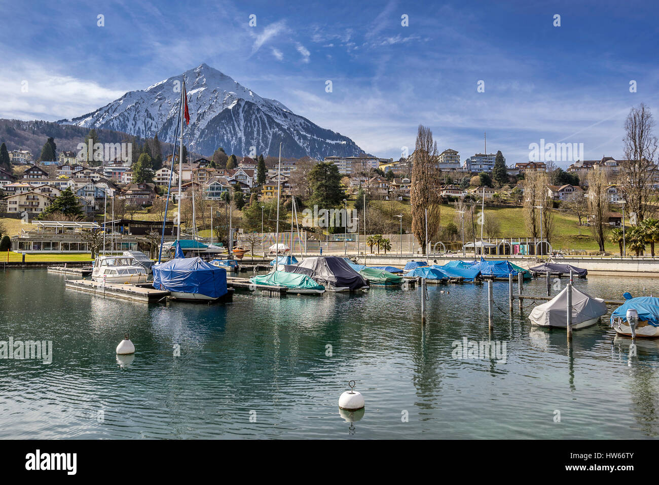 Speiz on Lake Thun in Switzerland Stock Photo