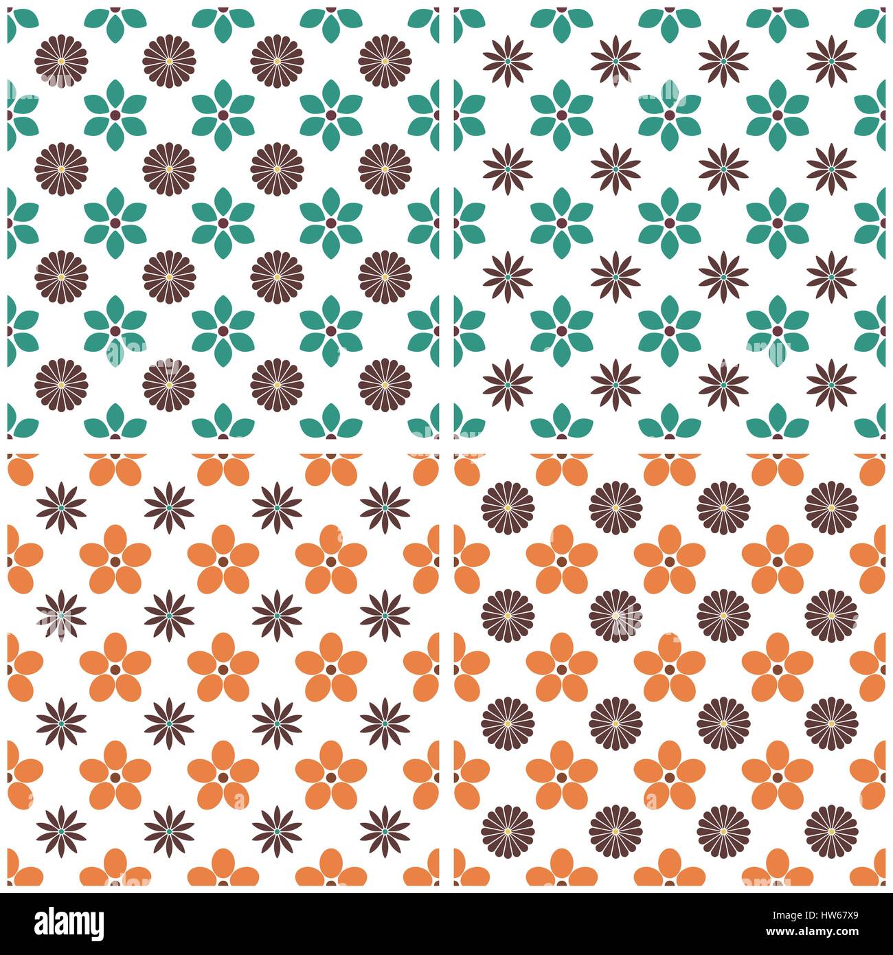 Set of four floral seamless backgrounds, vector illustration Stock ...