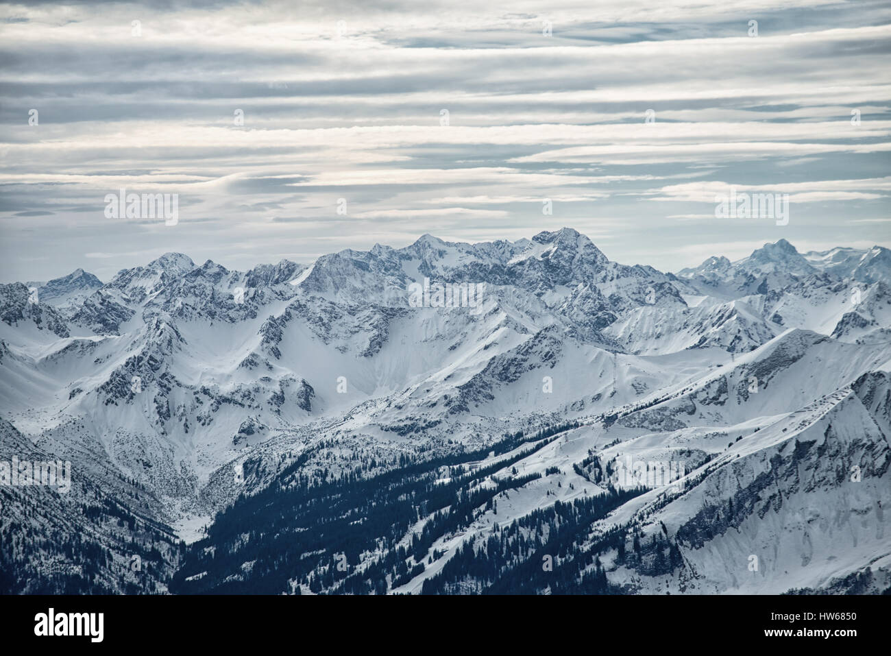 view from the Nebelhorn mountain, Bavarian Alps, Stock Photo