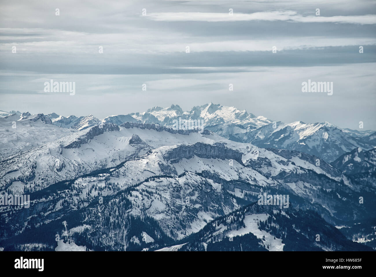 view from the Nebelhorn mountain, Bavarian Alps, Stock Photo