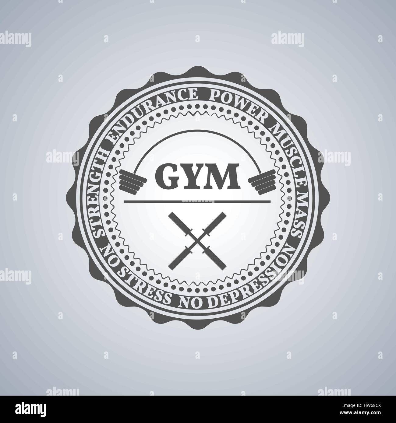 Grey sports emblem, logo, label for a fitness club, a gym, a sports