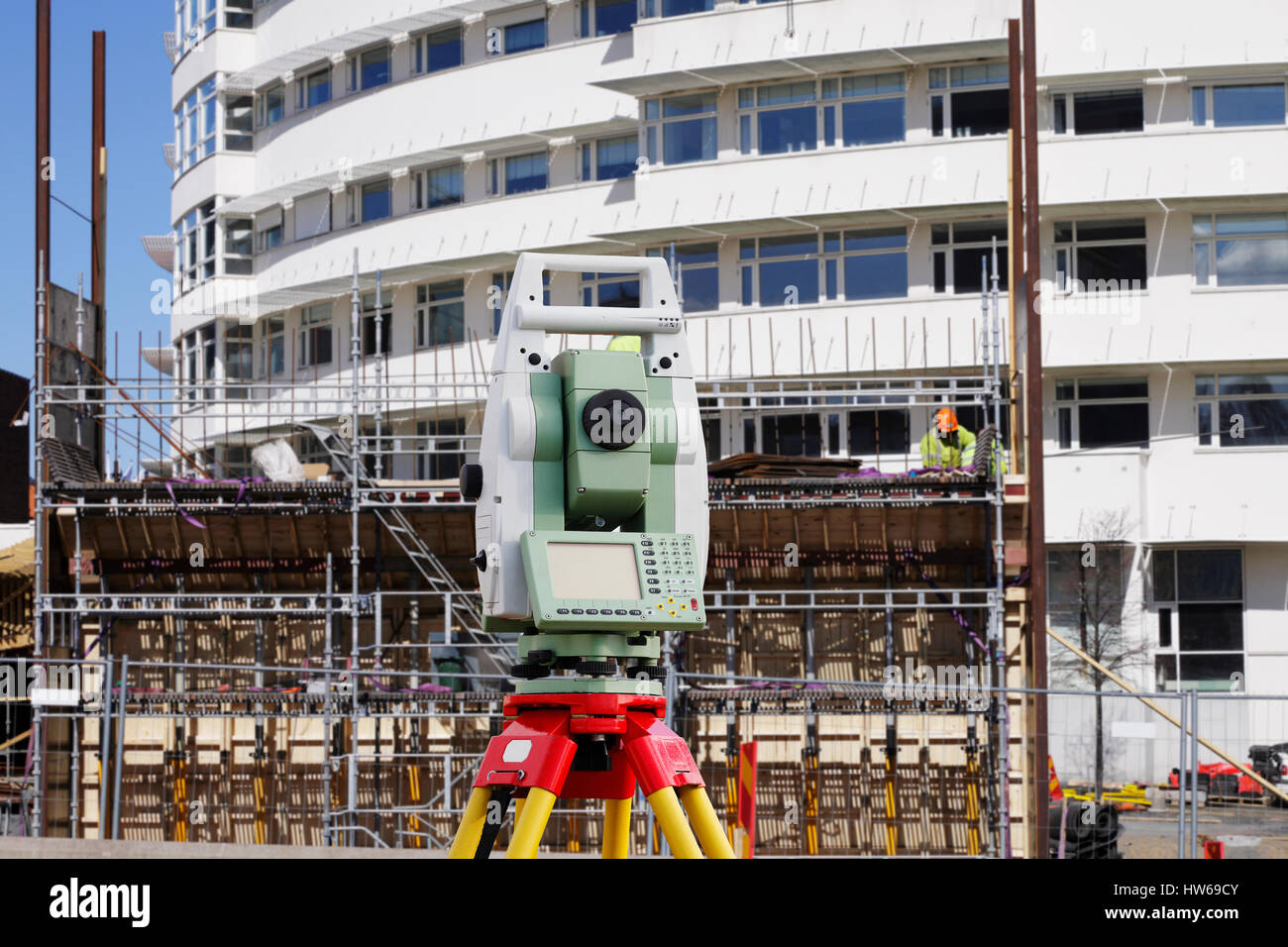 Theodolite on construction site Stock Photo - Alamy
