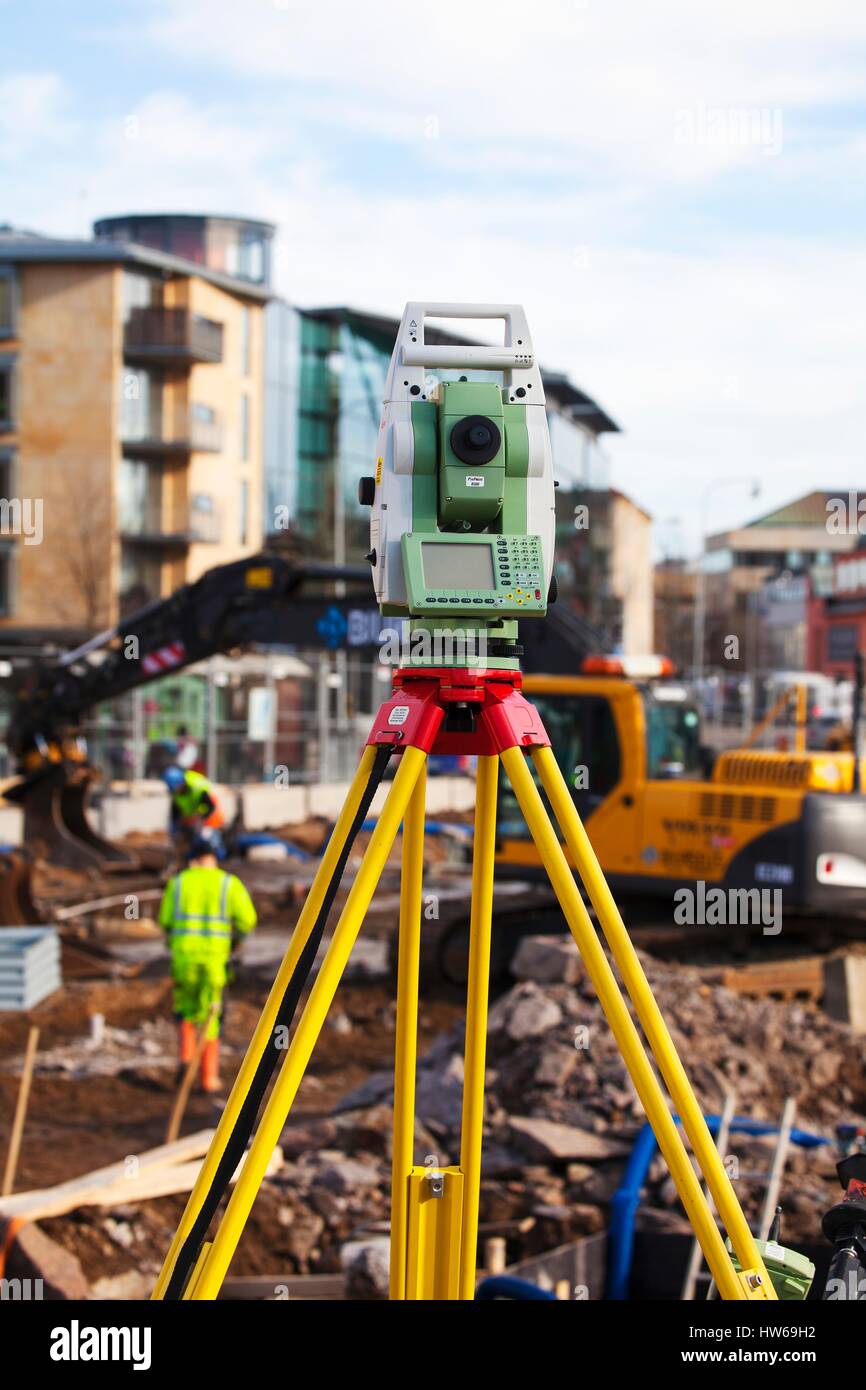 Theodolite on construction site Stock Photo - Alamy