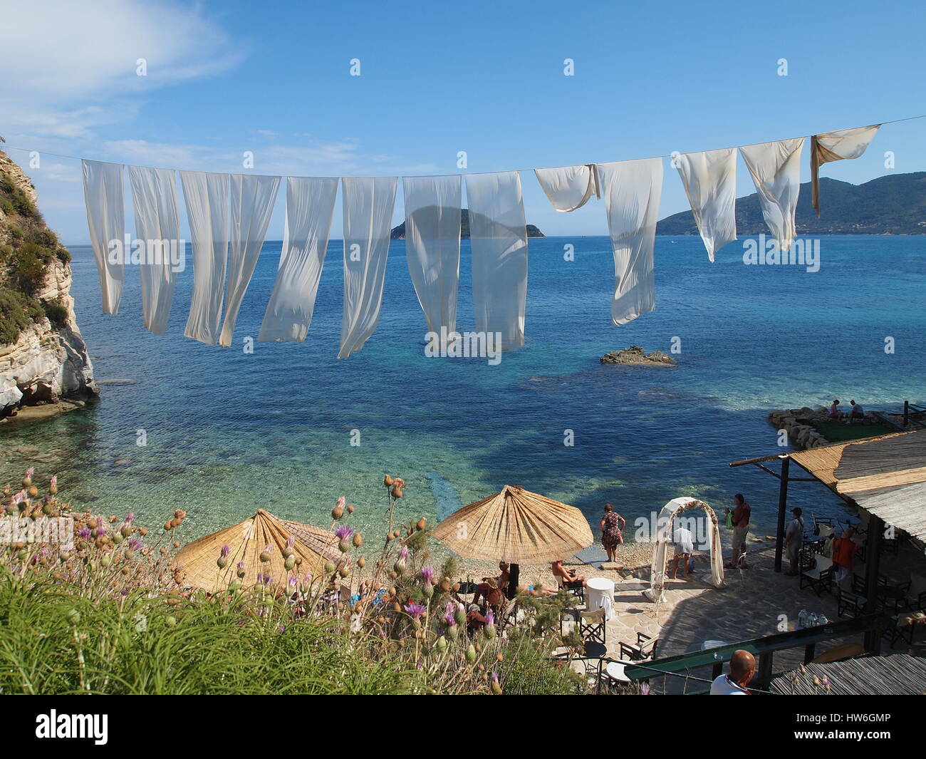 Zakynthos beach parasol hi-res stock photography and images - Alamy