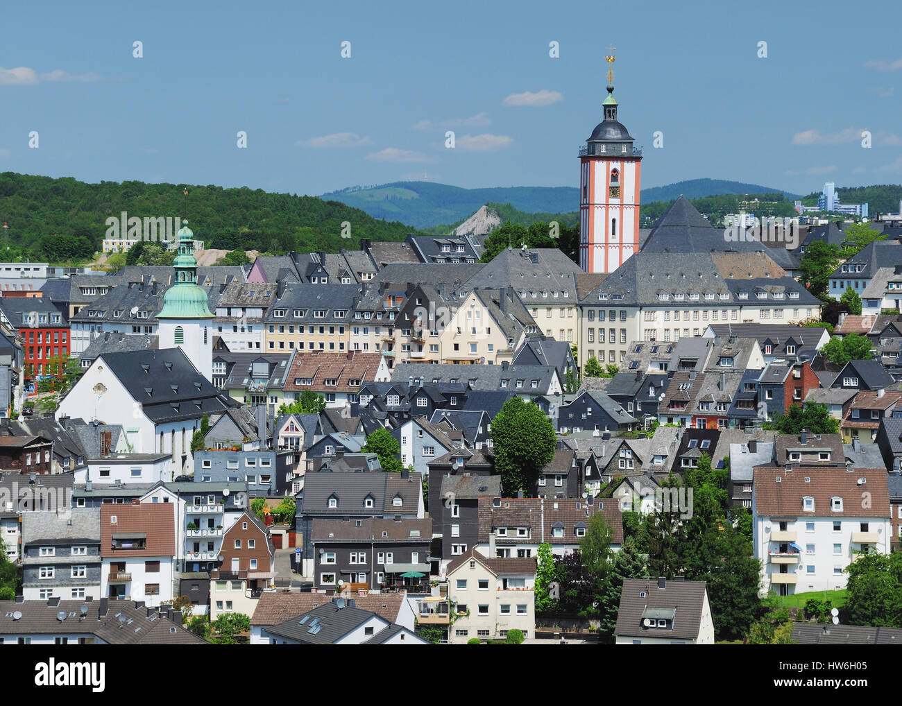 Siegen View on the historic city center Stock Photo