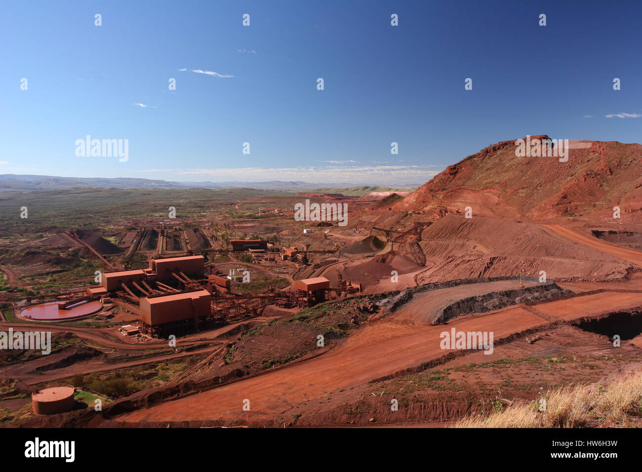 Iron ore mining operations Pilbara region Western Australia Stock Photo