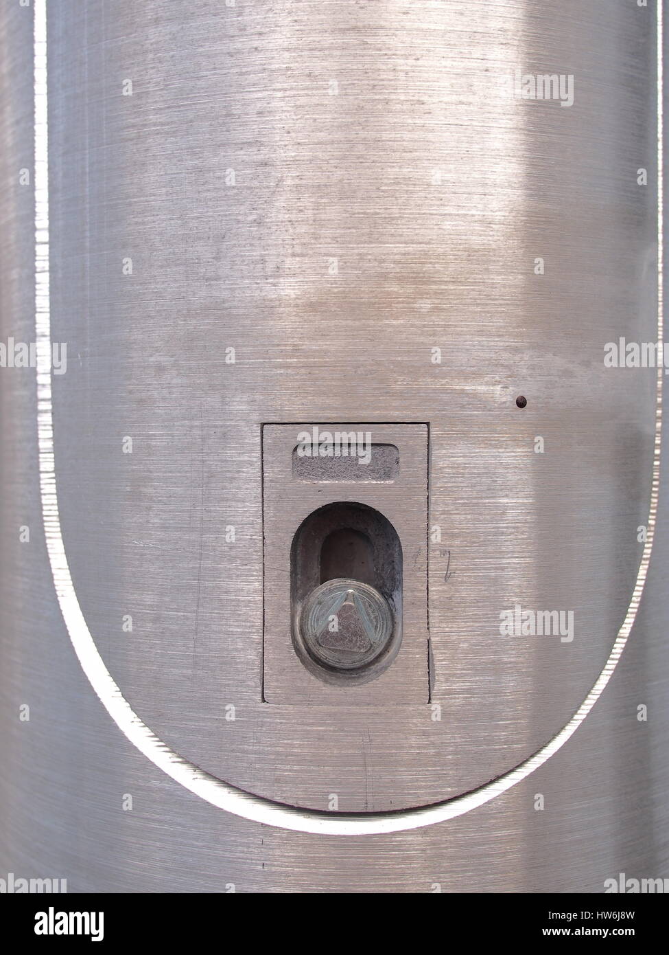 Light pole access hatch and lock screw, Australia 2016 Stock Photo