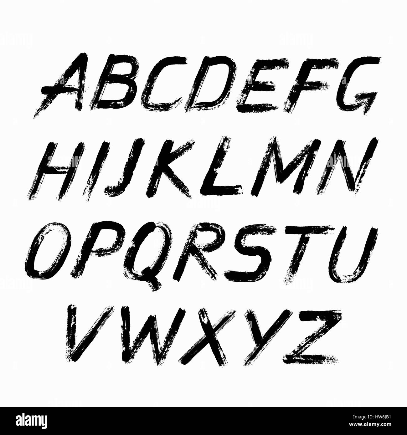 Painted Abc. Grungy design letters. Bold handwritten font. Sans serif ...
