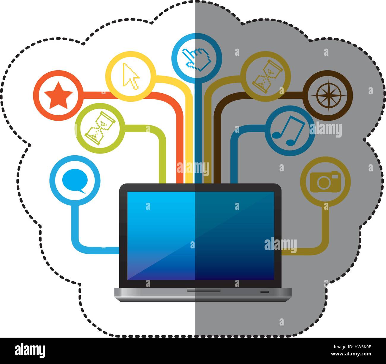 computer with differents icons network Stock Vector Image & Art - Alamy